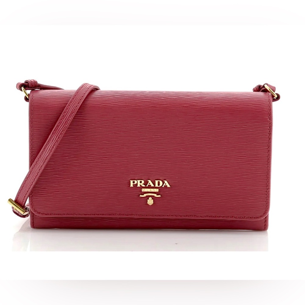 Prada wallet on strap Vernice Saffiano Leather